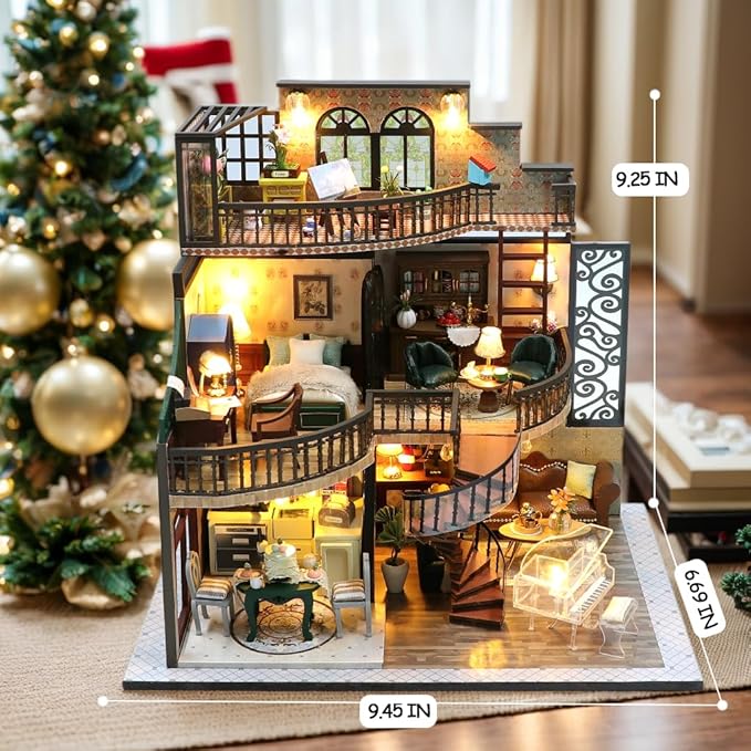 RHZN Miniature House Kit, Dollhouse Kit, Miniature Kit, DIY Mini House Building Kit for Adult, Victorian