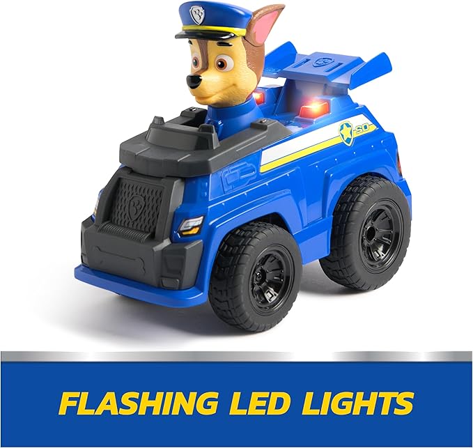 Paw Patrol Chase RC Action Cruiser, Remote Control Car with LED Lights & Easy-Steer Controller, Pretend Play Kids Toys for Boys & Girls Ages 3 and Up