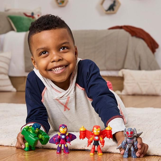 IRON MAN AND HIS AWESOME FRIENDS Marvel Iron Armor Figure Pack, 3-Inch Action Figures, Toy Playsets for Boys & Girls, Ages 3+ (Amazon Exclusive)