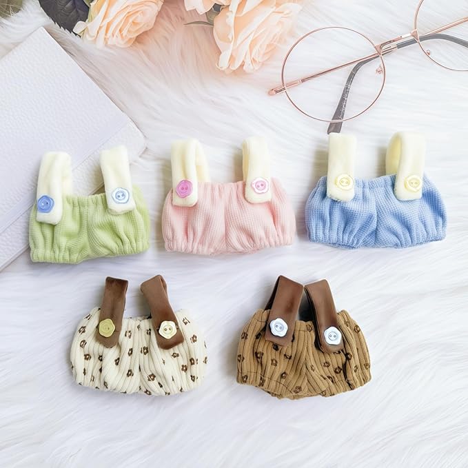 Clothes for Dolls Accessories (No Doll), Cute Outfit Set 2 Pieces Bib Pants for 15 & 17cm Doll Suit, Stylish Dress Up Overalls Doll Clothing Set Replacement Green