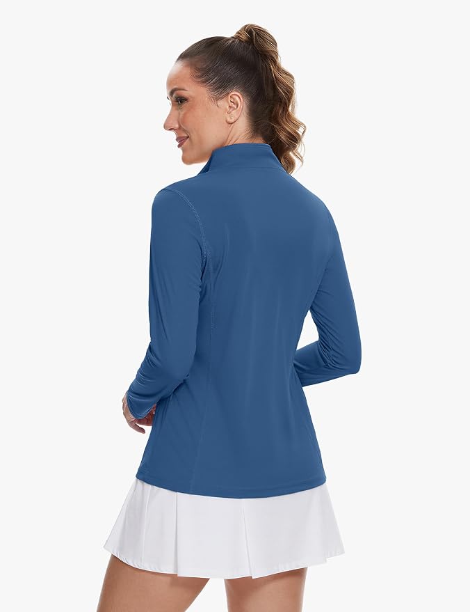 TACVASEN Women's Quarter Zip Pullover Golf Shirts UPF 50+ Long Sleeve Sun Shirts UV Protection Workout Tops