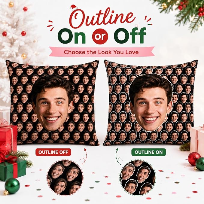 Bemaystar Custom Face Pillow, Funny White Elephant Gifts for Adults, Personalized, Custom Photo Pillow Cover, Gag Gifts for Friends Family Coworkers, Unique