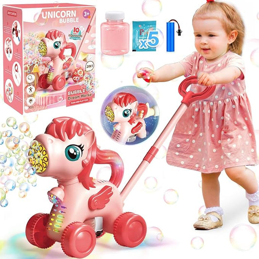Bubble Lawn Mower for Kids Toys Age 3 4 5 Year Old: Unicorn Bubble Machine for Toddlers 1-3, Backyard, Travel, Party, Outdoor Toddler Toys, Birthday Gifts for Toddler Girls