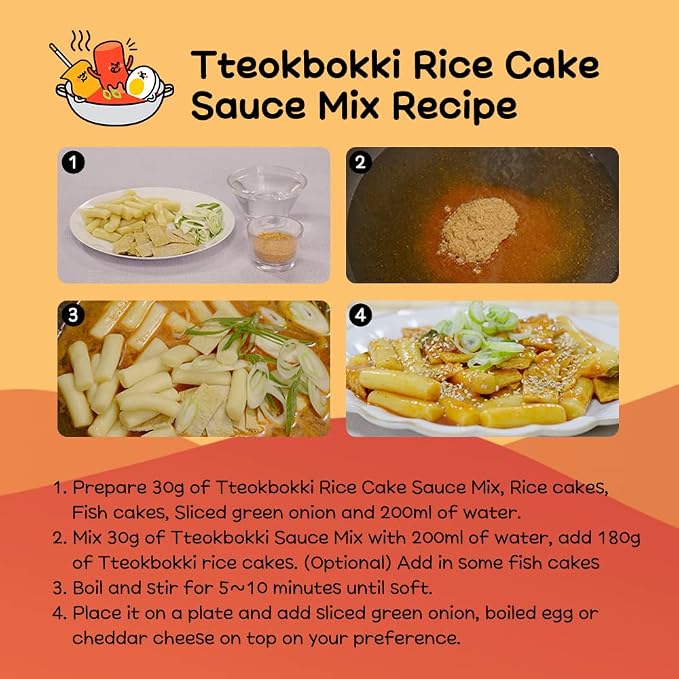 Foodrella Korean Taste Tteokbokki Rice Cake Sauce Mix, Multipurpose Sweet & Spicy Seasoning Mix for Korean Spicy Food Including Braised Spicy Chicken, Spicy Stir-Fried Pork, Rose Pasta and More