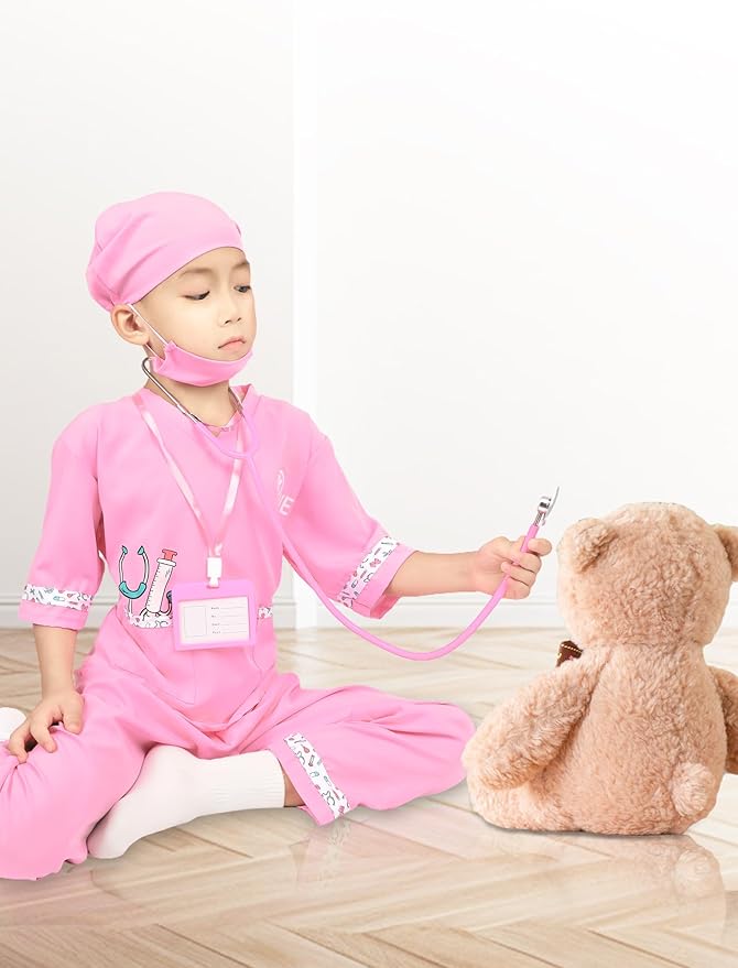 ANPHILE Kids Veterinarian Costume, Kids Doctor Vet Costume Outfit Pretend Play Dress Up Set for Halloween