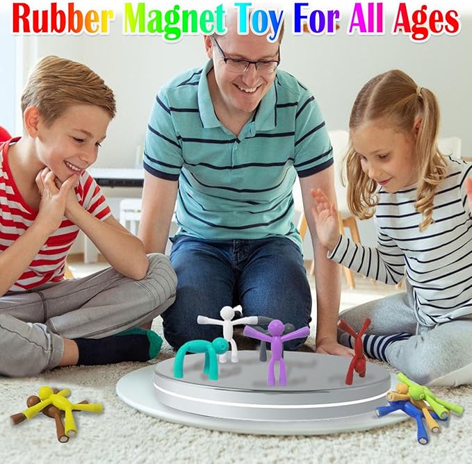 Mom&Myaboy Mini Man Magnetic Toys - 10 Pcs Rubber Magnet Men Educational Fidget Toys for 3-15 Year Olds (Classical)