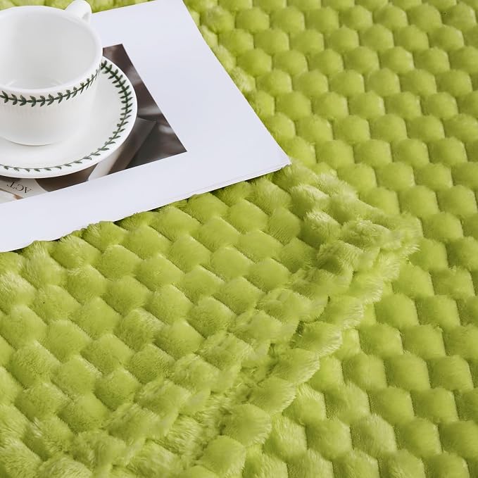 Bnuitland Fruit Green Flannel Throw Blanket (50X40 inches), 300 GSM Fleece Cozy Warm Soft Lightweight Bed Sofa Blanket for Babys and Pets, Suitable for All Seasons