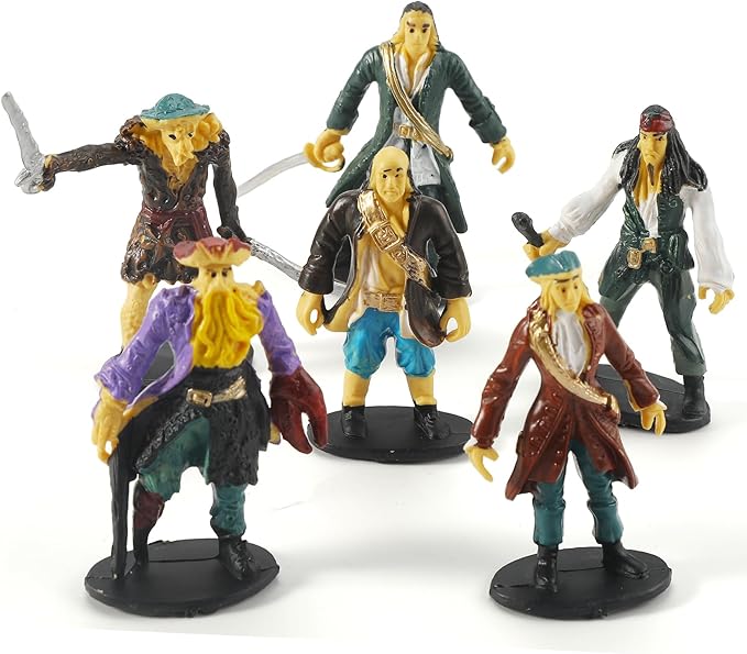 Pirate Action Figures Boat Playset Pirate Pretend Toys Pirate Ship with 6 Action Figures & Tree, Play Toy for Kids, Educational Learning Toys with Figurines,Trees and Boat- Gifts for Boys and Girls