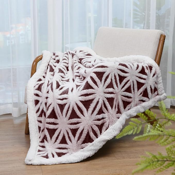 LOMAO Sherpa Fleece Blanket Fuzzy Soft Throw Blanket Dual Sided Blanket for Couch Sofa Bed (Rose Brown, 60''x80'')