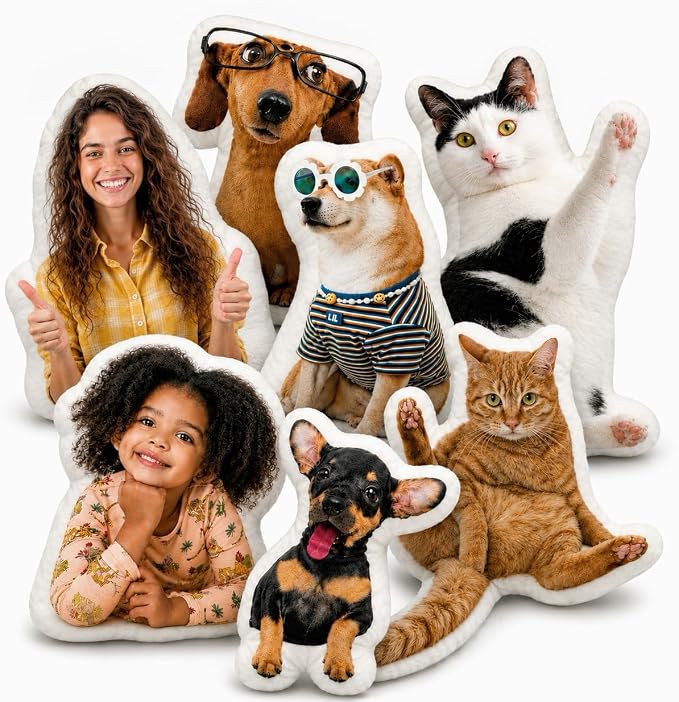 Bemaystar Custom Pillow - Personalized Pet Pillow with Picture, Double Printed, Funny Birthday Gag White Elephant Gifts for Friends Women Men Pet- Customized Stuffed Throw Body Pillows