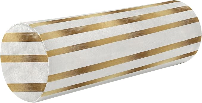 Bolster Pillow for Reading Neck Roll Pillow Memory Foam Round Pillow Insert Cylinder Decorative Pillow Bed Back Support Gold Stripe