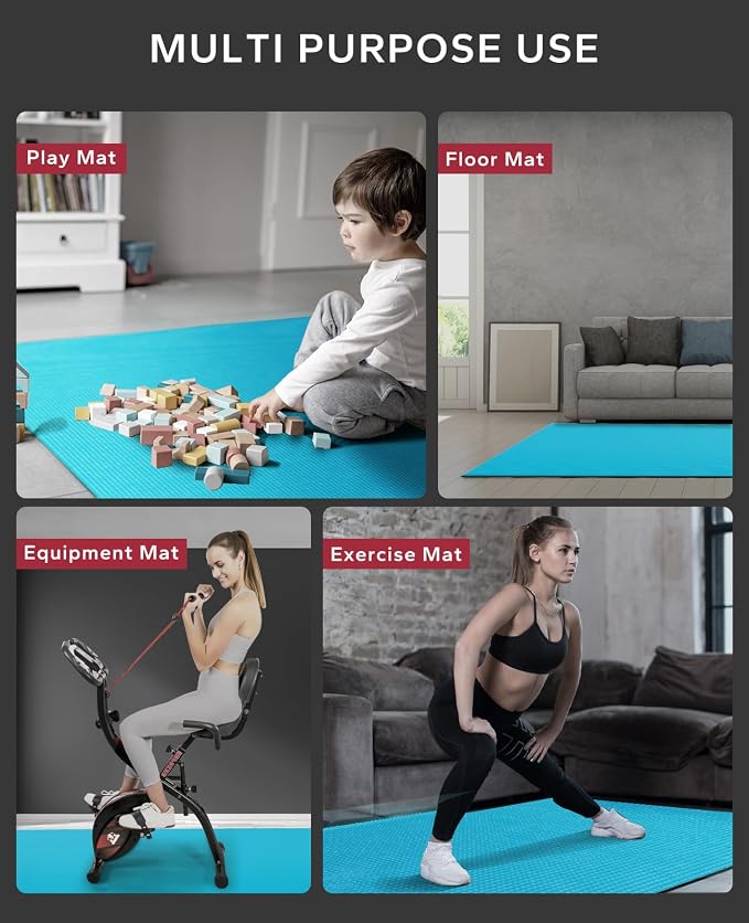 HAPBEAR Large Exercise Mat-7'x5'/6'x8'/6'x9'/6'x10'/6'x12'x8mm(1/3"),Non-Slip, Ultra Durable, Thick Workout Mat for Home Gym Flooring Cardio, Yoga for Fitness, High-Density, Shoes-Friendly