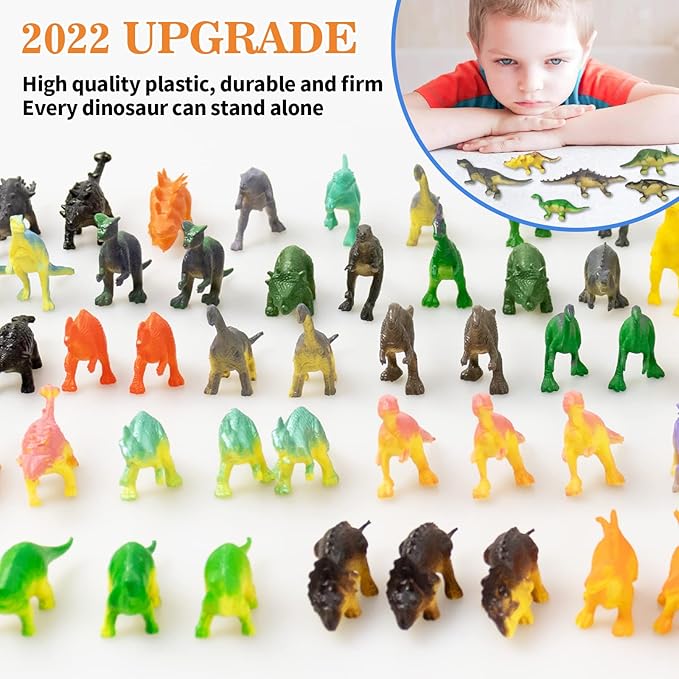 OuMuaMua Dinosaur Toys, Plastic Mini Dinosaurs Figures Toys Set, Dinosaur Birthday Party Favors, Dinsaur Cupcake Toppers for Kids and Boys, 78 Pcs (Upgrade Dinosaurs)
