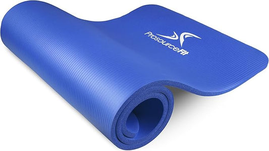 ProsourceFit Extra Thick Yoga and Pilates Mat 1/2” (13mm) or 1" (25mm), 71-inch Long High Density Exercise Mat with Comfort Foam and Carrying Strap