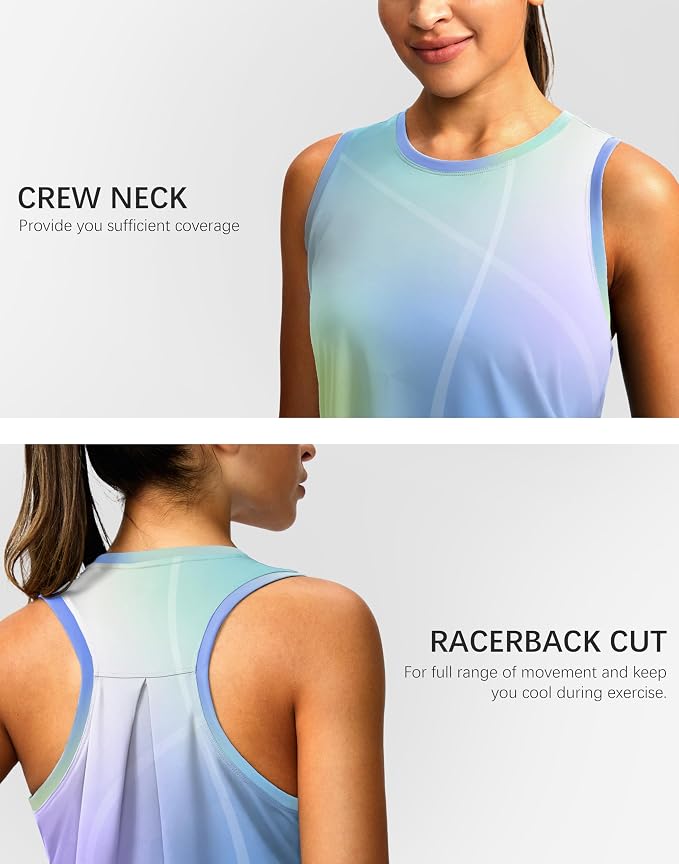 Women's Workout Tops Racerback Athletic Tank Tops Sleeveless Loose Fit Yoga Running Gym Shirts for Women