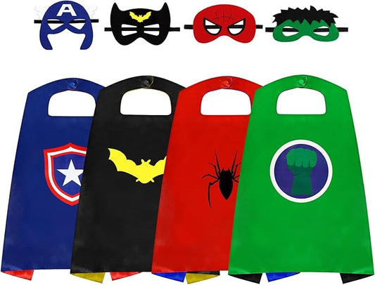 InPoTo Superhero Capes for Kids,Hero Capes and Masks Fit for 4-12years old boy and girls Dress up and Holiday Costumes.