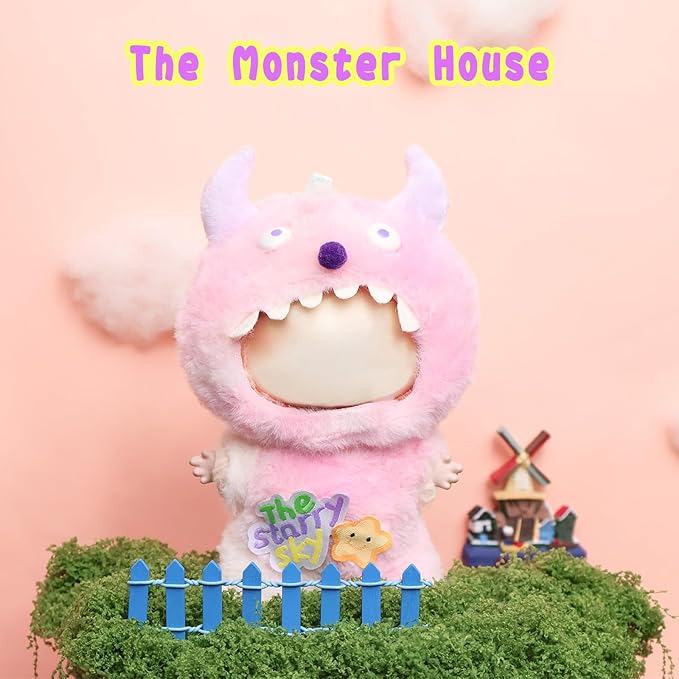 Clothes for labubu Doll 17cm Accessories Suit Cute Clothes for Doll Dress up Monster Style Outfits（Pink）