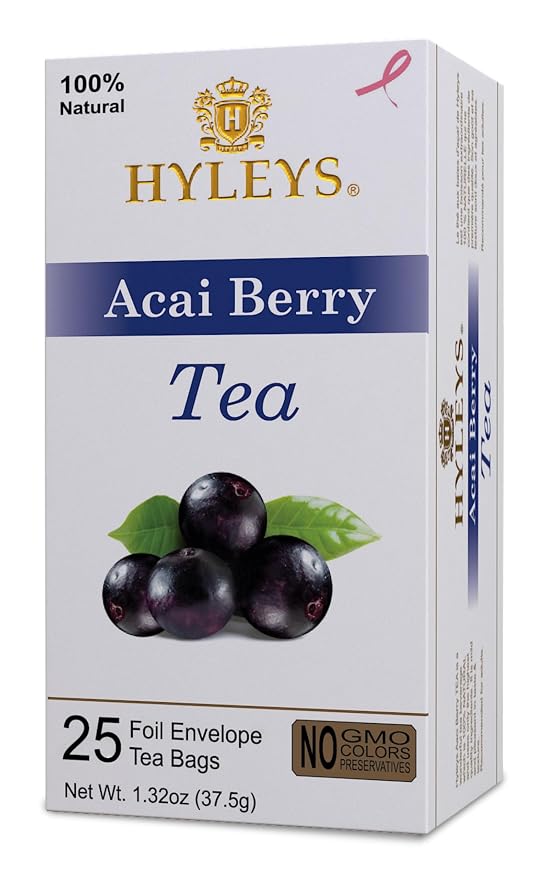 Hyleys Acai Berry Senna Green Tea - Natural Gentle Laxative for Constipation Relief - 25 Tea Bags