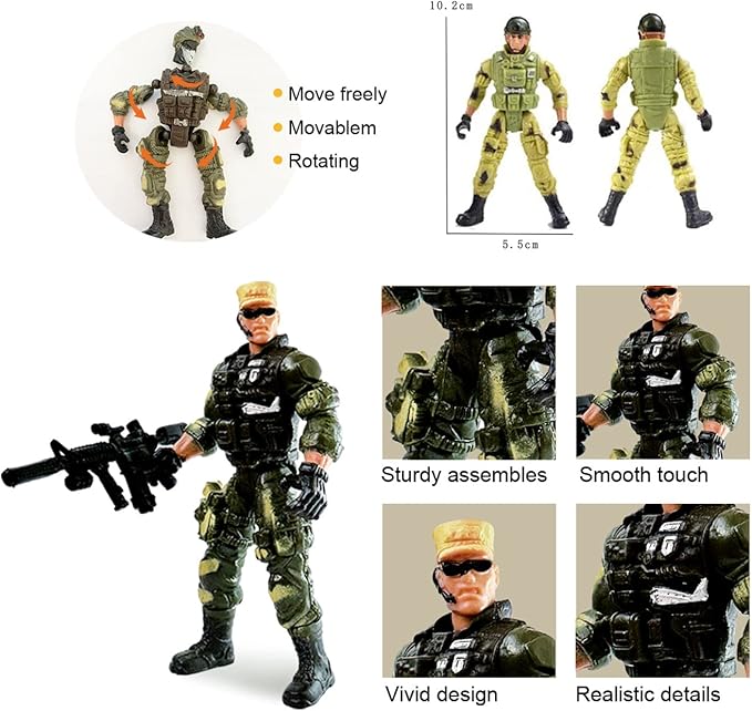 Army Men Action Figures,Soldiers Toys for Boys Age 4-7,Military Playset Action Figures Soldier Toy Set with Weapons Birthdaty Halloween Xmas Gift for Boys