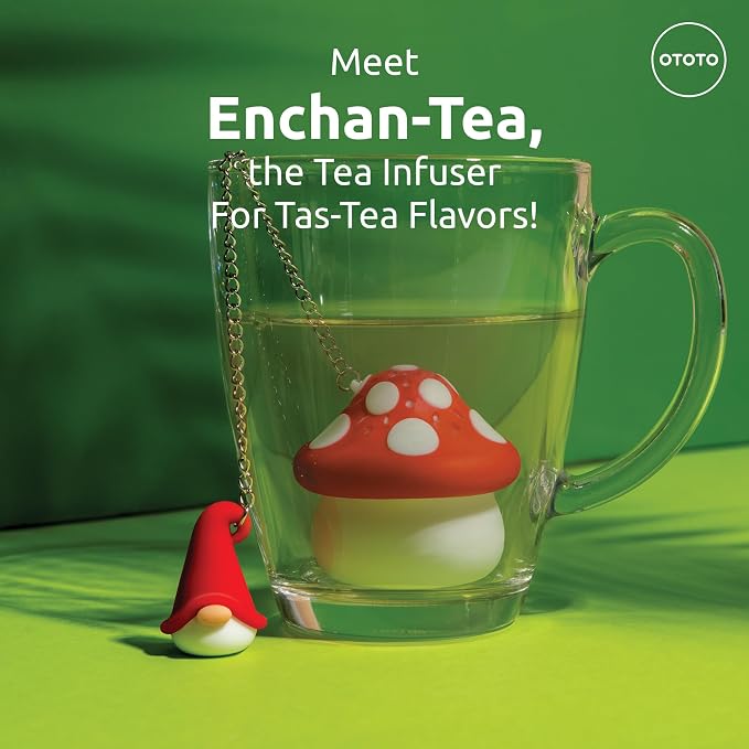 Cute Tea Strainers - Loose Leaf Tea Steeper, Tea Infuser for Loose Leaf Tea, Tea Diffusers, Tea Accessories, Mushroom Gifts, Cute Kitchen Accessories, White Elephant Gifts, (Gnomeo, Gnome)