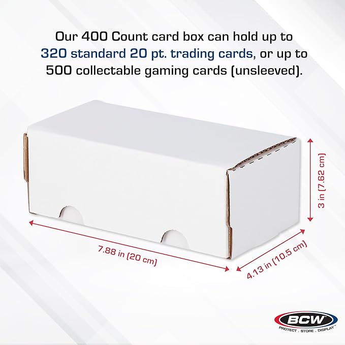 BCW 400 Count Trading Card Storage Box - 6ct | Cardboard Organizer for Baseball, Basketball, Football Cards, MTG, Pokemon | Card Game Storage & Protection | Card Storage Box | Assembly Required