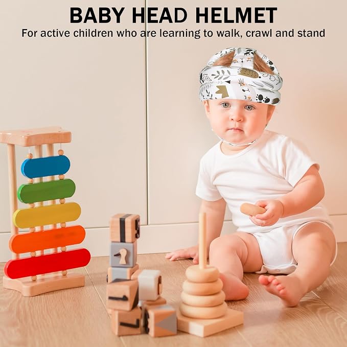 Baby Head Protector Baby Helmet for Crawling Walking, No Bumps Safety Head Adjustable Protective Cap for Walking, Playing (Cat)