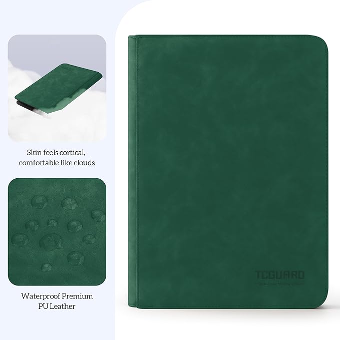 Trading Card Binder, 9 Side Loading Pocket Card Album Hold Up to 540, Zipper Binder for Collection, TCG Holder for Sports, Yugioh, MTG etc. (Dark Green 9)