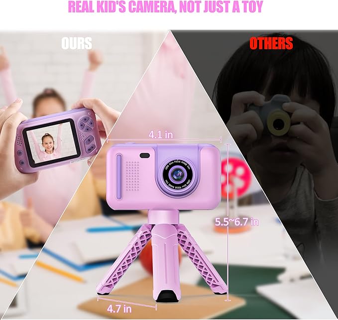 Kids Camera with Flip-up Lens for Selfie & Video, HD Digital Camera with 32GB SD Card, Ideal for 3-8 Years Old Girls Boys on Birthday Christmas Party as Gift