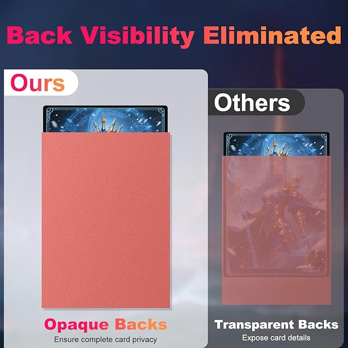 200 Pack Card Sleeves, Matte Dual Trading Card Sleeves with Opaque Back & Smooth Shuffle, Tear Resistant Card Protectors for MTG, TCG and Game Cards (Peach Pink)