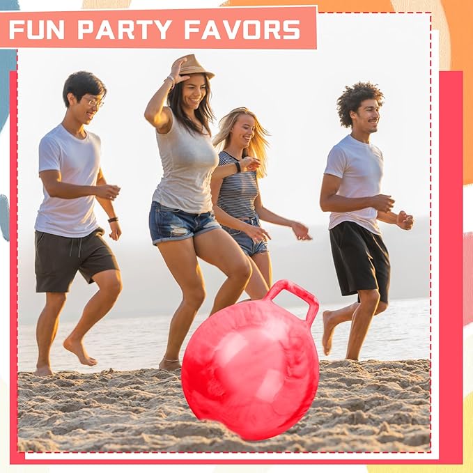 Kids Bouncy Hopper Ball with Handle Jumping Hopping Exercise Balls for Toddlers Boys Girls Indoor Outdoors Sports School Games Exercise Gifts(18 Inch,Marbled Red)