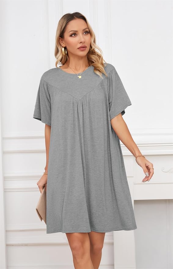 VintageClothing Nightgowns for Women Soft House Dresses Sleepshirts Short Sleeve Sleepwear Night Dress Moo Moo Nightgown
