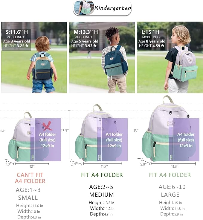 Toddler Backpack for Boys 2-5: Preschool Kindergarten 13" Daycare Backpacks Fit A4 Folder