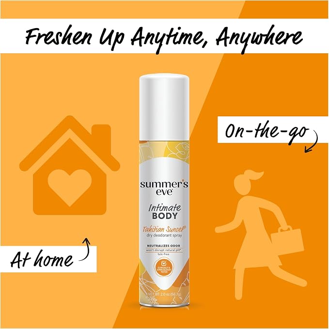 Summer's Eve Tahitian Sunset Daily Feminine Spray with Talc-Free, Odor-Neutralizing and Moisture-Absorbing Formula, 2 Oz, Pack of 6