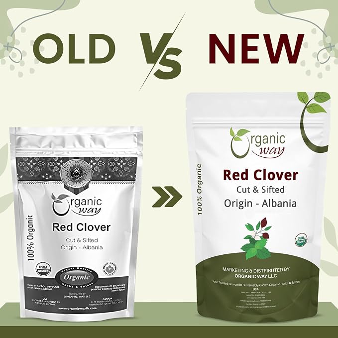 Organic Way Red Clover Flower Cut & Sifted (Trifolium Pratense) Herbal Tea | European Wild-Harvest | Organic & Kosher Certified | USDA Certified | Origin - Albania (1LBS - 16Oz)