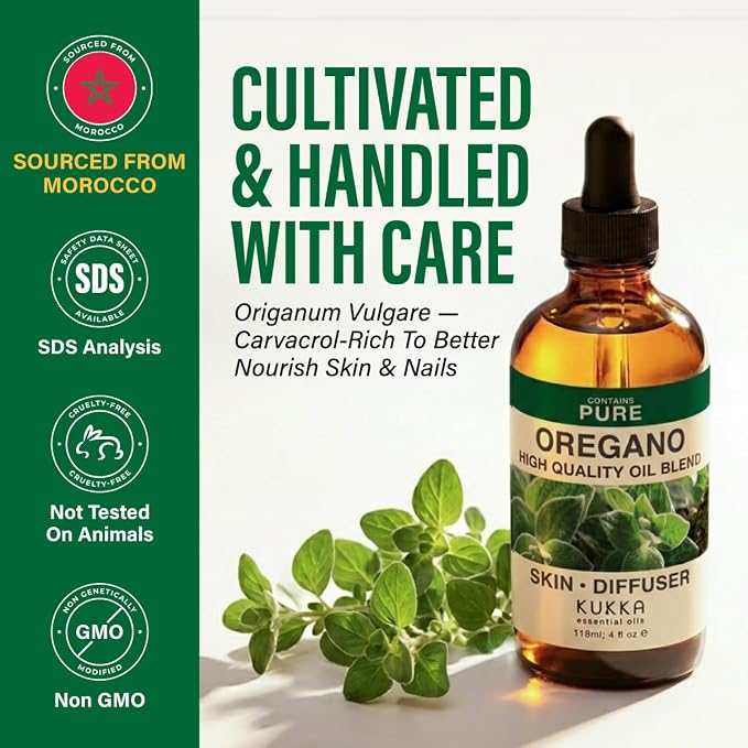 100% Pure Oregano Oil - 4 Fl Oz Oregano Essential Oil for Hair, Skin, Diffuser, Aromatherapy & DIY Soap Making Scent