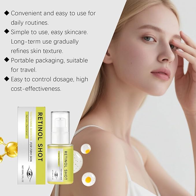 2 PCS Retinol Shot Tightening Booster- Retinol Eye Serum with Panthenol for Anti-Aging, Wrinkles & Fine Lines, Pore Minimizer, Firm Skin - For All Skin Type - 1 Fl. Oz