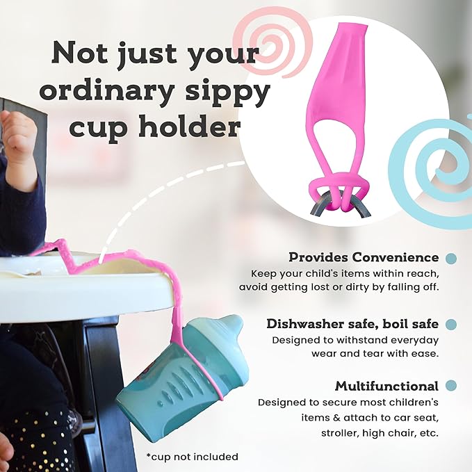 Brilli Baby Cup Catcher Patented Safety Tether Strap, Attach Sippy Cups, Bottles, Pacifiers & More to Stroller, High Chair, Car Seat, Made in USA, Food Grade, Dishwasher Safe (Lime & Lime)