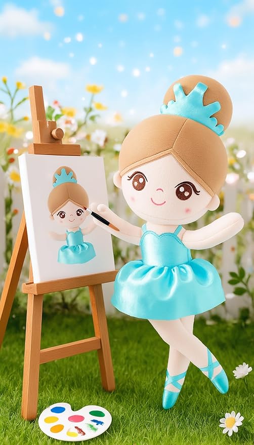 Gloveleya Baby Girl Gifts Dolls Soft Plush Toy Ballet Girl Doll Mint Green 14 Inches with Gift Box…