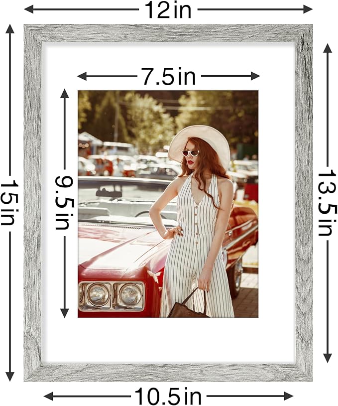 Vittanly 11x14 Picture Frames Set of 9 for Wall Mounting, Grey | Display Pictures 8x10 with Mat or 11x14 without Mat, Engineered Wood with Shatter Resistant Plexiglass, Gallery Photo Frames