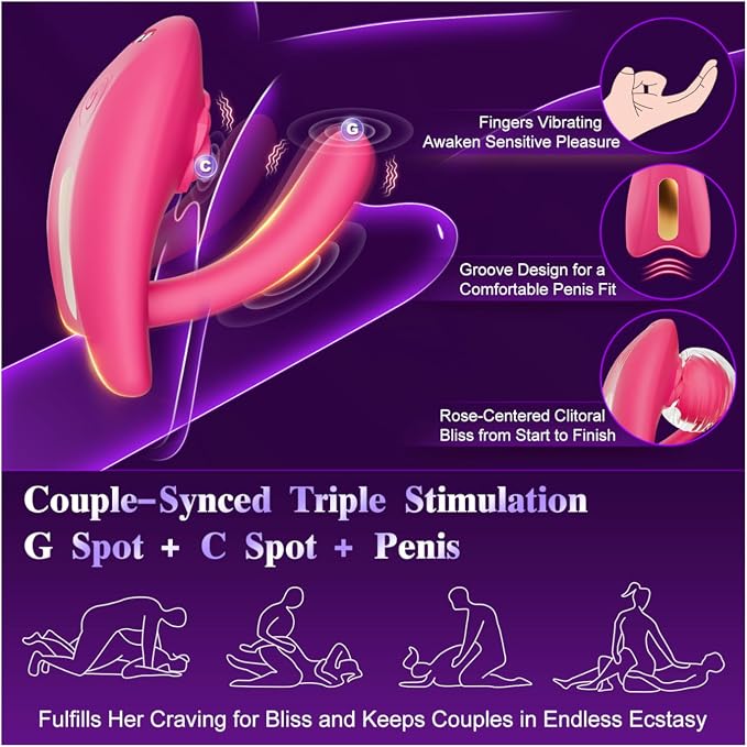 Couples Sex Toys Wearable Vibrator - Adult Toys App Remote Control Panty Rose Vibrator with 9 Vibration Modes for G-Spot & Clitoral Stimulation, Double Dildo Female Adult Sex Toy for Women Couples
