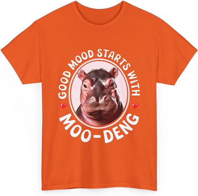 Good Mood Starts with Moo Deng Unisex T-Shirt, Funny Moo Deng Good Mood Minimalist Men and Women Shirt