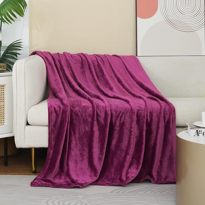 Purple Fleece Plush Throw Blanket 60"x80"for Couch Sofa Fuzzy Cozy Flannel | Super Soft Lightweight Microfiber Blanket for Bed Chair bedroom Home Decor All Season,Birthday Gifts for Women Mom Adult