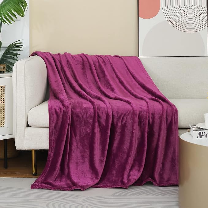 Purple Fleece Plush Throw Blanket 50"x60"for Couch Sofa Fuzzy Cozy Flannel | Super Soft Lightweight Microfiber Blanket for Bed Chair bedroom Home Decor All Season,Birthday Gifts for Women Mom Adult