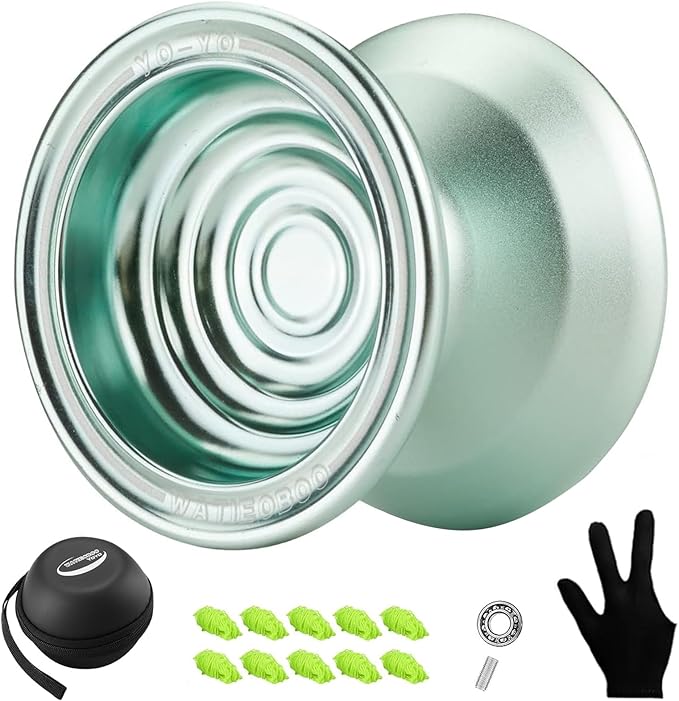 WATIEOBOO yoyo Professional Trick Yoyo for Beginners & Adults - Unresponsive Yoyo with U Type KK Bearing yo-yo + yoyos Glove (Light Blue)