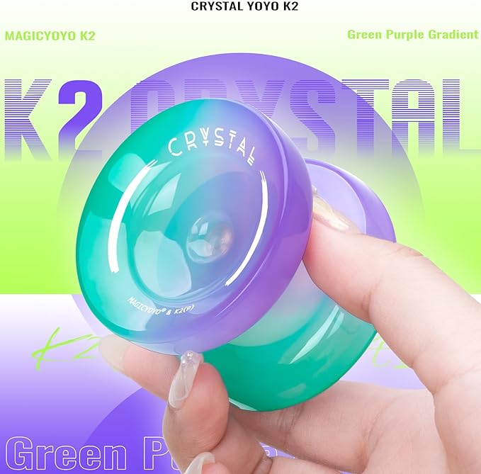 MAGICYOYO K2 Crystal Yoyo for Kids 8-12, Responsive Yoyo for Beginner, Plastic Yo Yo Professional Unresponsive Yo yo for Adults with Unresponsive Yo-yo Bearing, 12 Yoyo Strings, Case Bag, Removal Tool