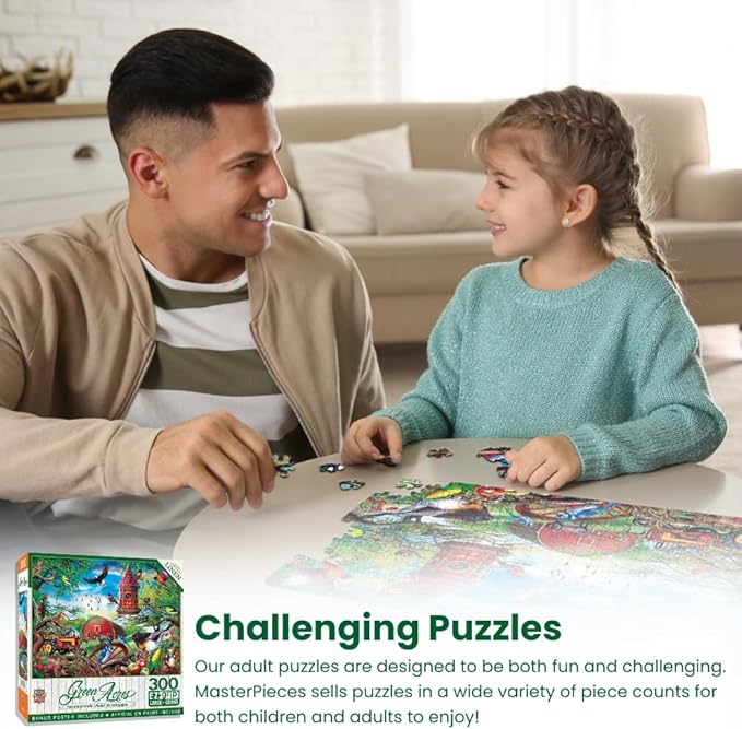MasterPieces - 300 Piece Jigsaw Puzzle, Large EZ Grip Shapes, Afternoon Siesta, Fun for Adults, Seniors, Family, Kids, Matte Finish, 18"x24"