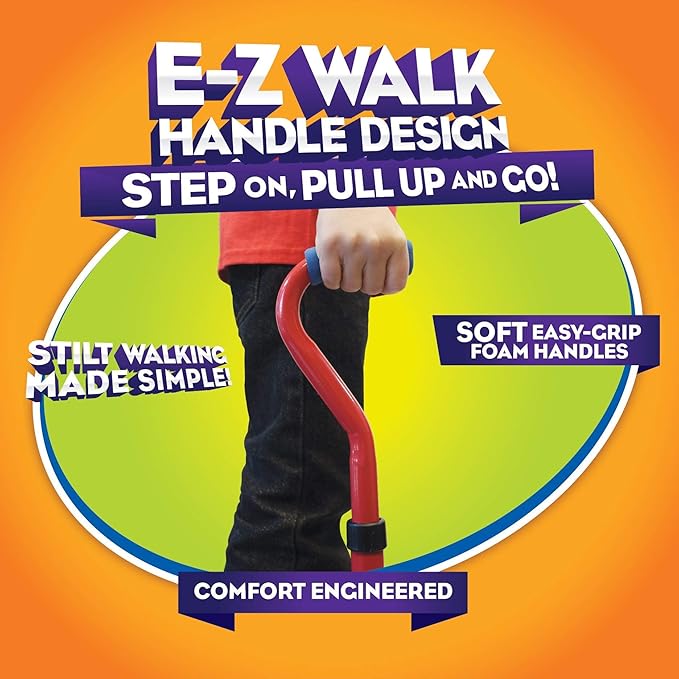 Original Walkaroo Steel 'Wee' Balance Stilts with Adjustable Height for Little Kids & Beginners (Ages 4+ and up to 120 lbs) For Active Play & Excercise; comes in Assorted Colors (Red or Blue)