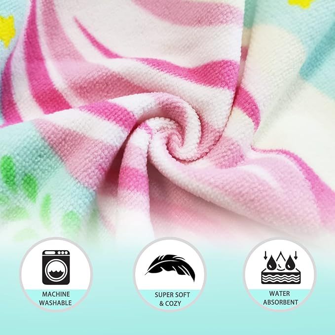 NovForth Kids Beach Towel for Boys Girls, Mermaid Hooded Bath Towel Wrap, Toddler Pool Towel with Hood
