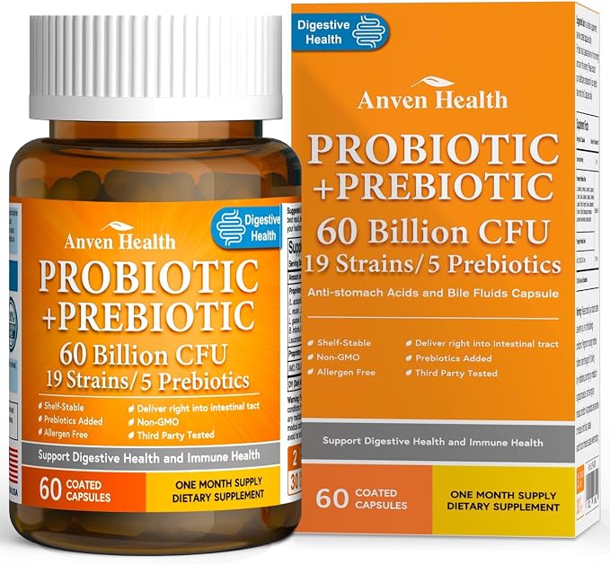 Probiotics for Women Men Prebiotics, Made in USA Digestive | 5 Organic Prebiotics, Plant-Based Delayed Release, Supports Gut, Digestive & Immune Health, Bloating & Gas Relief, Non-GMO