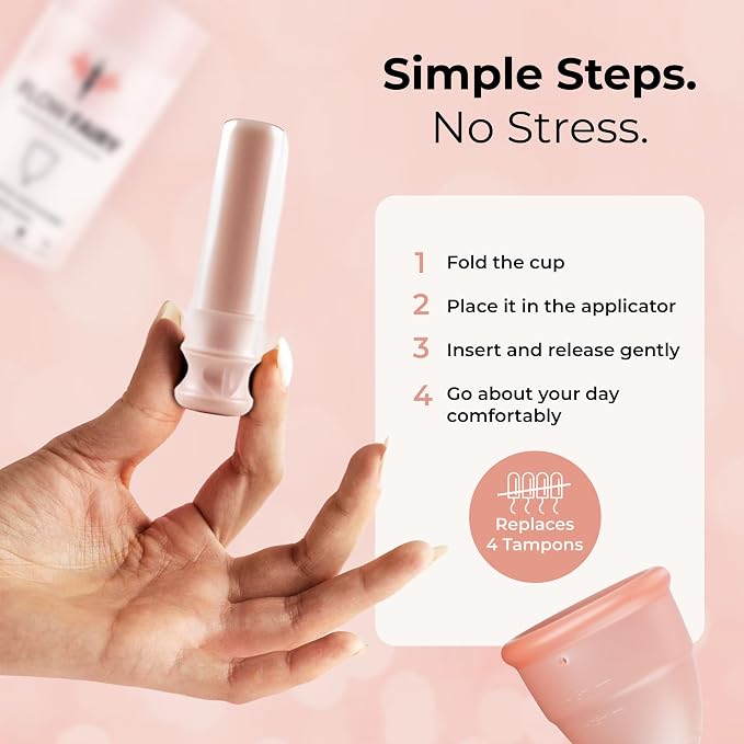 Menstrual Cup with Applicator – Reusable 100% Medical-Grade Silicone Period Cup for Beginners – Leak-Free, Eco-Friendly, BPA & Latex Free, Up to 12-Hour Protection (Small)